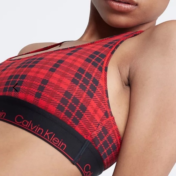 Calvin Klein Unlined Plaid Bralette - Picture 2 of 5